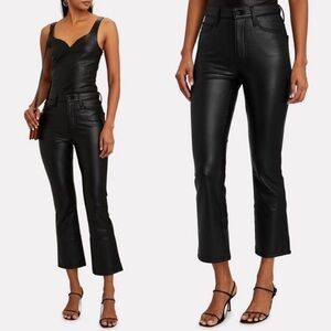 Mother Insider Vegan Leather Ankle Flare Black Pants Size 32